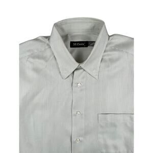 St Croix Mens L Cream Micro Check Dress Shirt 100% Cotton Italy